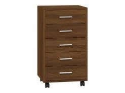vidaxl Cajonera De Escritorio * Cajonera con ruedas madera contrachapada marrón roble Marru00f3n