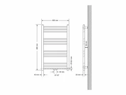 Calentador de toallas no eléctrico Sahara, 600 x 800 mm, , conexión central < LuxeBath Best