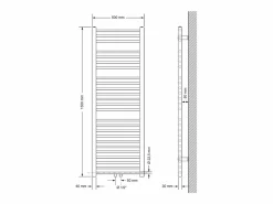 LuxeBath Toallero Eléctrico * Calentador de toallas no eléctrico Sahara, 500 x 1500 mm, , conexión central Blanco