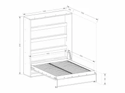 Cama abatible de 140 x 200 cm apertura vertical leds blanco y natural + colchón - RAPILI < Vente-unique