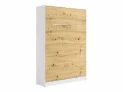 Cama abatible de 140 x 200 cm apertura vertical leds blanco y natural + colchón - RAPILI < Vente-unique