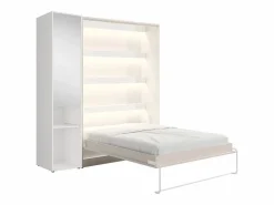 Cama abatible vertical 140 x 200 cm beige 1 armario + espejo + colchón - RAPILI < Vente-unique New