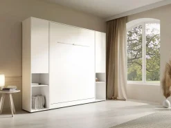 Cama abatible vertical 160 x 200 cm blanca 2 armarios - RAPILI < Vente-unique Online