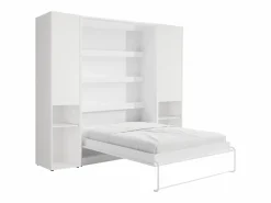Cama abatible vertical 160 x 200 cm blanca 2 armarios - RAPILI < Vente-unique Online