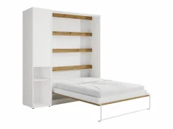 Cama abatible vertical 140 x 200 cm blanco y natural 1 armario - RAPILI < Vente-unique Online