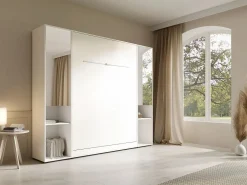 Cama abatible vertical 140 x 200 cm 2 armarios + espejo + colchón - RAPILI < Vente-unique Hot
