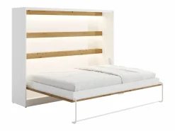Cama abatible 140 x 200 cm apertura horizontal leds blanco natural + colchón - RAPILI < Vente-unique Discount