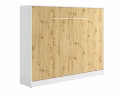 Cama abatible 140 x 200 cm apertura horizontal leds blanco natural + colchón - RAPILI < Vente-unique Discount