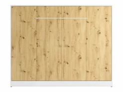 Cama abatible 140 x 200 cm apertura horizontal leds blanco natural + colchón - RAPILI < Vente-unique Discount