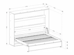 Cama abatible 140 x 200 cm apertura horizontal leds blanco natural + colchón - RAPILI < Vente-unique Discount
