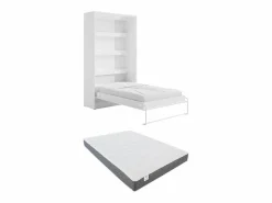 Cama abatible 120 x 200 cm apertura vertical manual leds + colchón - RAPILI < Vente-unique Discount