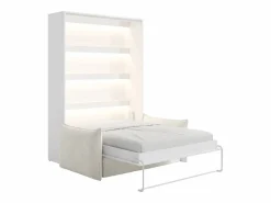 Cama abatible 140 x 200 cm apertura vertical leds blanco + colchón + sofá - RAPILI < Vente-unique New