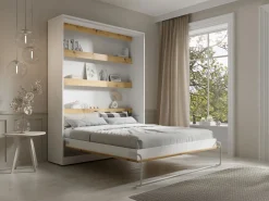Cama abatible 160 x 200 cm apertura vertical LEDs blanco y natural + colchón - RAPILI < Vente-unique Clearance