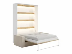 Cama abatible 160 x 200 cm apertura vertical con luces LED blanco y natural + sofá - RAPILI < Vente-unique Clearance