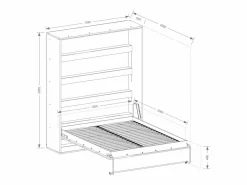 Cama abatible 120 x 200 cm apertura vertical leds blanco y natural + colchón - RAPILI < Vente-unique New