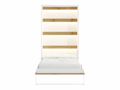 Cama abatible 120 x 200 cm apertura vertical leds blanco y natural + colchón - RAPILI < Vente-unique New