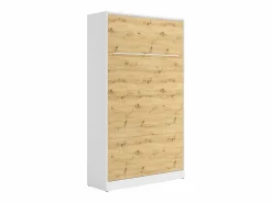 Cama abatible 120 x 200 cm apertura vertical leds blanco y natural + colchón - RAPILI < Vente-unique New