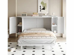 Cama abatible 140x200 cm - con compartimentos de almacenamiento - (colchón no incluido) < ModernLuxe Discount