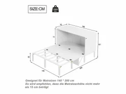 Cama abatible 140x200 cm - Con estructura de láminas - Madera - Carga máx. 200 kg - < DripeX Clearance