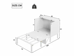 Cama abatible 90x200 cm en madera - Con somier de láminas - Carga máx. 150 kg - < DripeX Discount