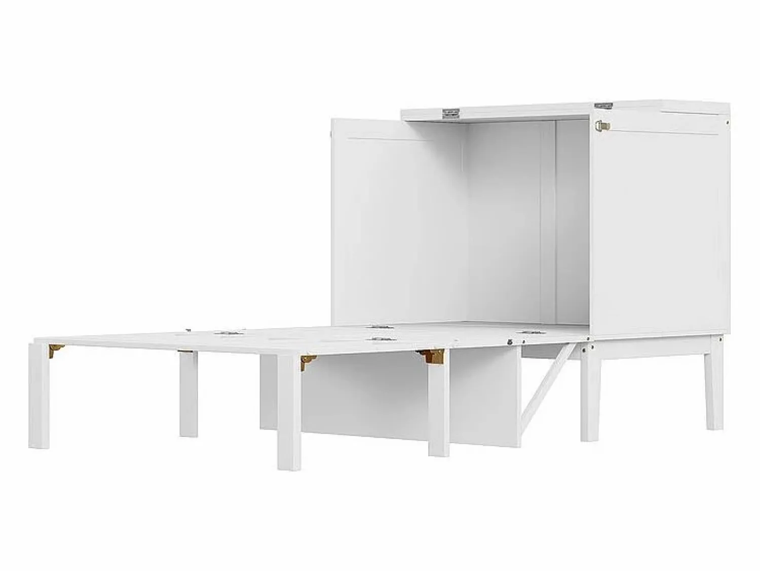 Cama abatible 90x200 cm en madera - Con somier de láminas - Carga máx. 150 kg - < DripeX Discount