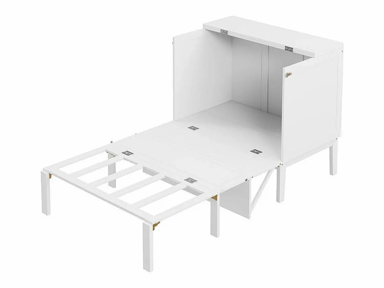 Cama abatible 90x200 cm en madera - Con somier de láminas - Carga máx. 150 kg - < DripeX Discount