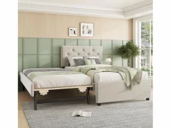 Cama acolchada 90x200 cm en terciopelo con cama nido 90x190 cm, somier de lamas, cama infantil , sin colchón < Hauss Spole Outlet