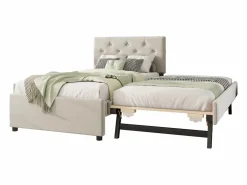 Cama acolchada 90x200 cm en terciopelo con cama nido 90x190 cm, somier de lamas, cama infantil , sin colchón < Hauss Spole Outlet