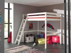 Vipack Cama Alta | Cama alta 140x200 cm pino macizo lacado Pino