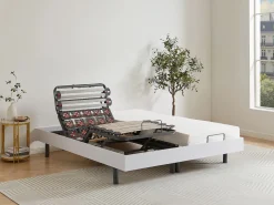 Cama articulada eléctrica colchón de espuma con memoria de forma 2 x 80 x 200 cm gris SASORA < Ysmée