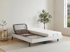 Cama articulada eléctrica colchón de espuma con memoria de forma 2 x 80 x 200 cm gris SASORA < Ysmée