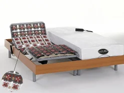Cama articulada eléctrica roble LYSIS III motor OKIN 2x90x200 cm < NATUREA Hot