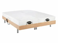 Cama articulada eléctrica roble LYSIS III motor OKIN 2x90x200 cm < NATUREA Hot