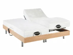 Cama articulada eléctrica roble LYSIS III motor OKIN 2x90x200 cm < NATUREA Hot