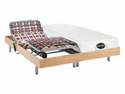 Cama articulada eléctrica roble LYSIS III motor OKIN 2x90x200 cm < NATUREA Hot