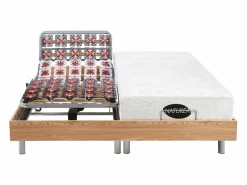 Cama articulada eléctrica roble LYSIS III motor OKIN 2x90x200 cm < NATUREA Hot