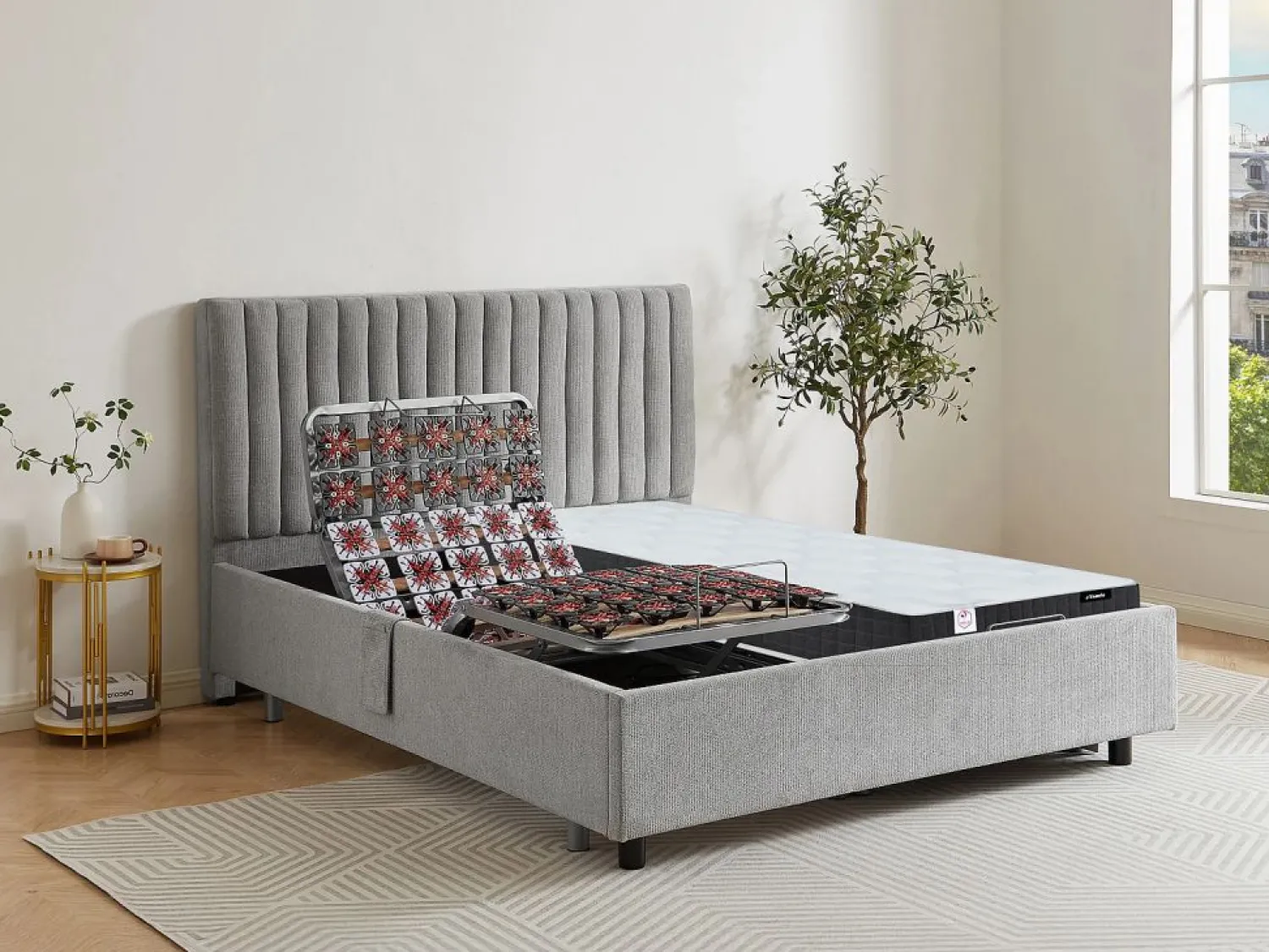 Cama articulada eléctrica somier colchón de muelles 5 zonas 2 x 70 x 190 cm ANTALISA < Ysmée Clearance