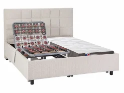 Cama articulada eléctrica somier colchón látex 3 zonas 2 x 70 x 190 cm tela JOFAR < Ysmée
