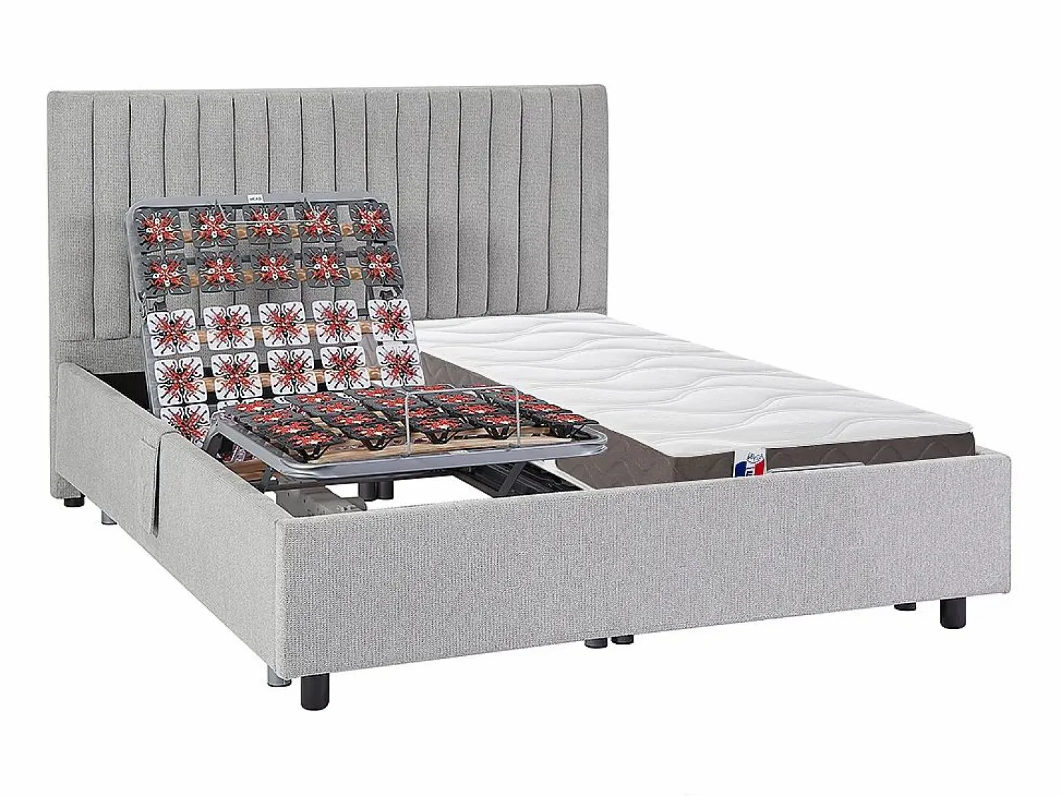 Cama articulada eléctrica somier colchón látex 3 zonas 2 x 80 x 200 cm tela TIARI < Ysmée Online