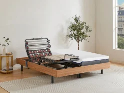 Ysmée Cama Articulada | Cama articulada eléctrica somier colchón de muelles 5 zonas 2 x 90 x 200 cm beige ANTALISA