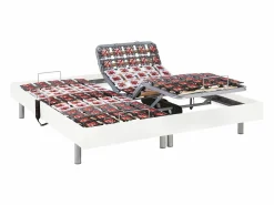 Cama articulada eléctrica somier colchón memoria de forma 2 x 70 x 190 cm gris SASORA < Ysmée Discount