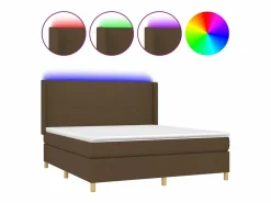 Cama box spring colchón luces LED tela marrón oscuro 160x200cm < Clicnbuy Sale