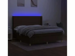 Cama box spring colchón luces LED tela marrón oscuro 160x200cm < Clicnbuy Sale