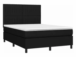 Cama box spring colchón y luces LED tela negro 140x190 cm < Clicnbuy Hot