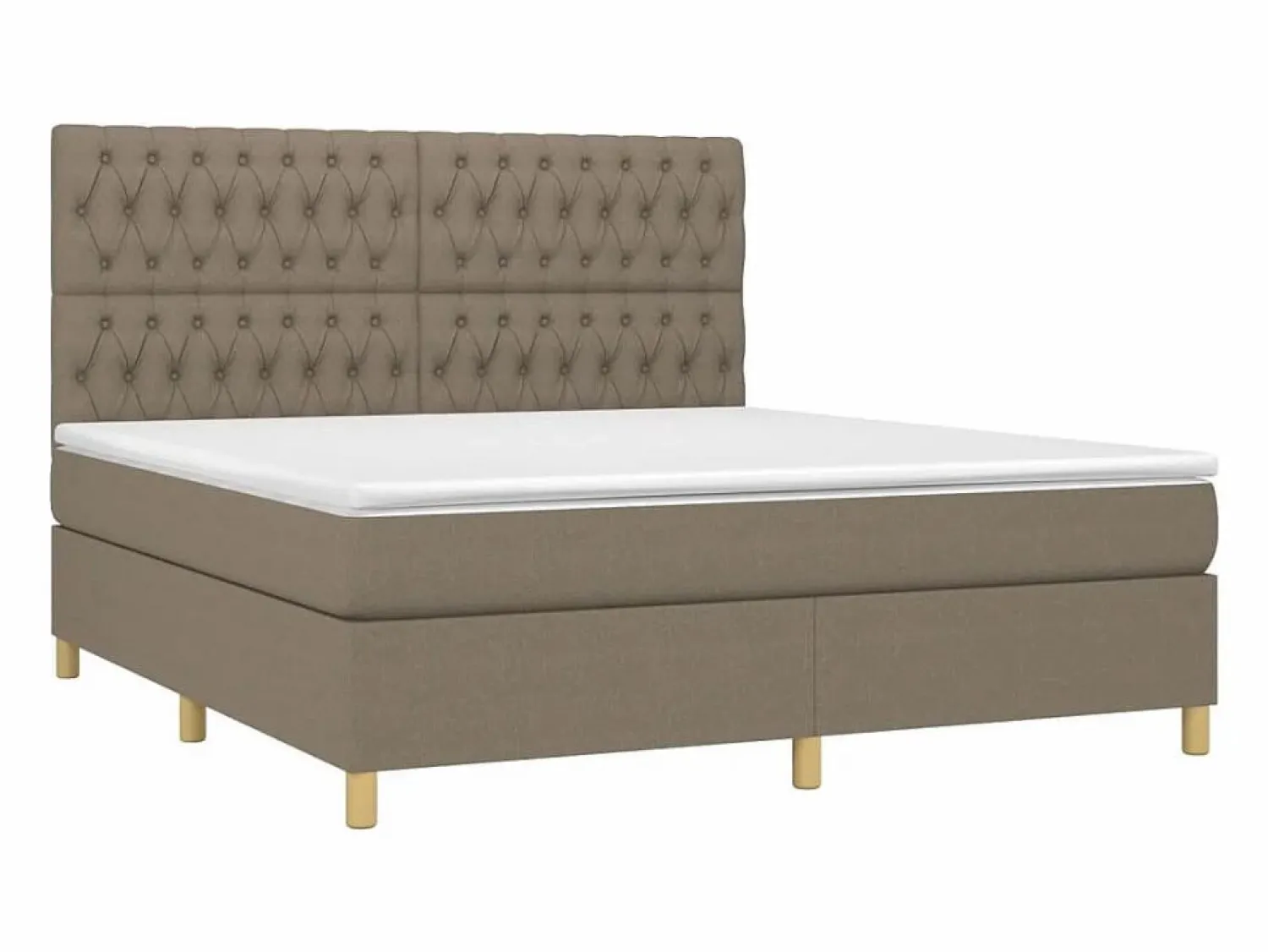 Cama box spring colchón y luces LED tela gris taupe 180x200 cm < Clicnbuy Discount