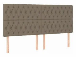 Cama box spring colchón y luces LED tela gris taupe 180x200 cm < Clicnbuy Discount