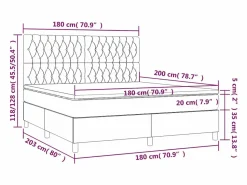 Cama box spring colchón y luces LED tela gris taupe 180x200 cm < Clicnbuy Discount