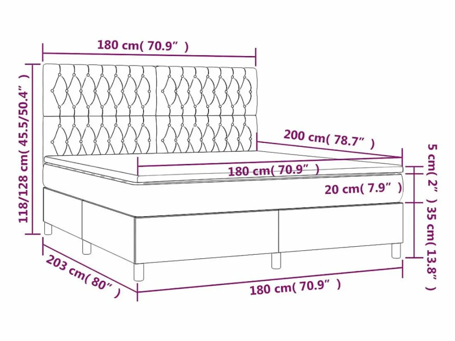 Cama box spring colchón y luces LED tela gris taupe 180x200 cm < Clicnbuy Discount