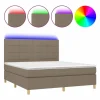 Cama box spring colchón y luces LED tela gris taupe 180x200 cm < Clicnbuy Discount