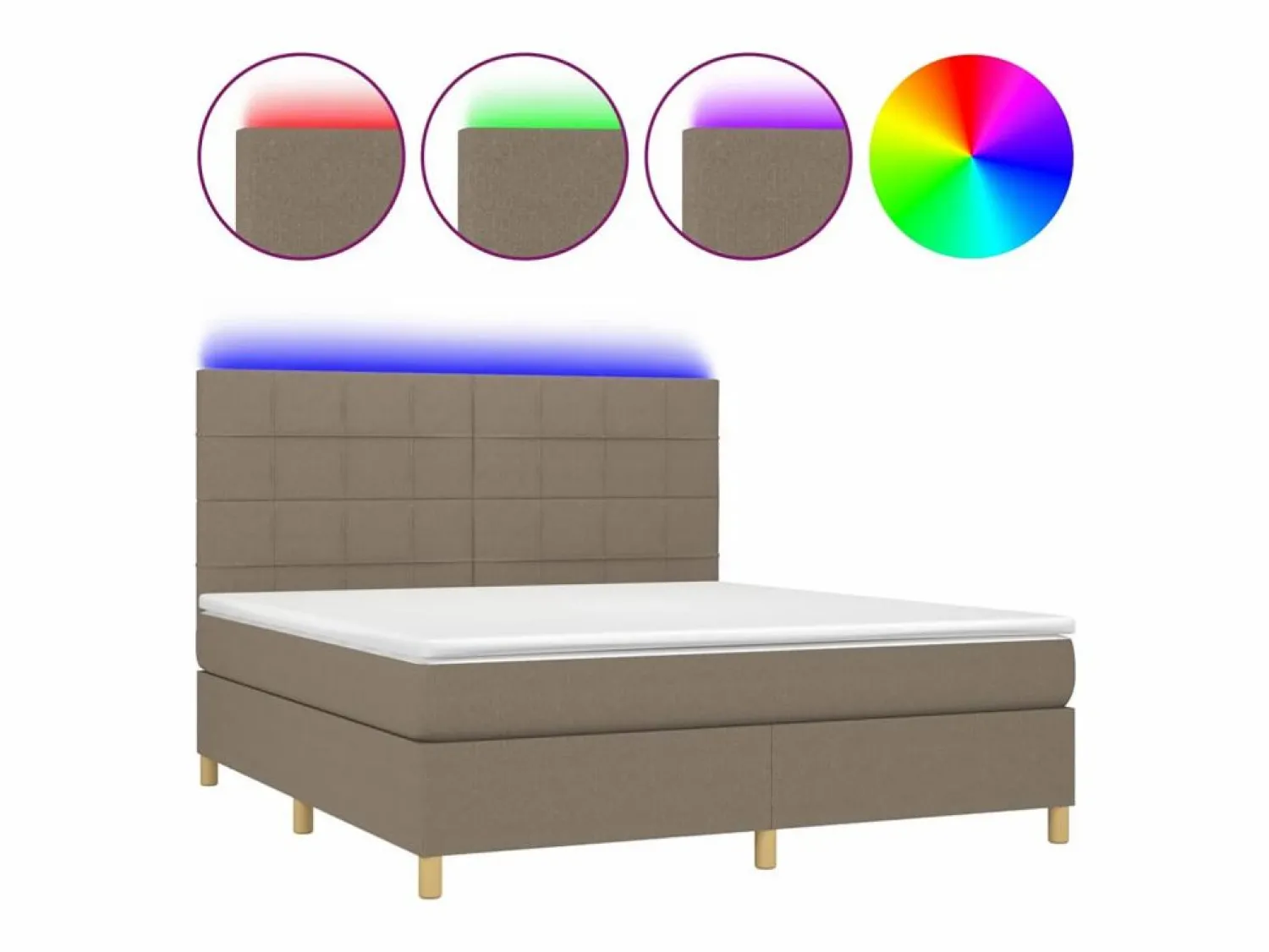 Cama box spring colchón y luces LED tela gris taupe 180x200 cm < Clicnbuy Discount